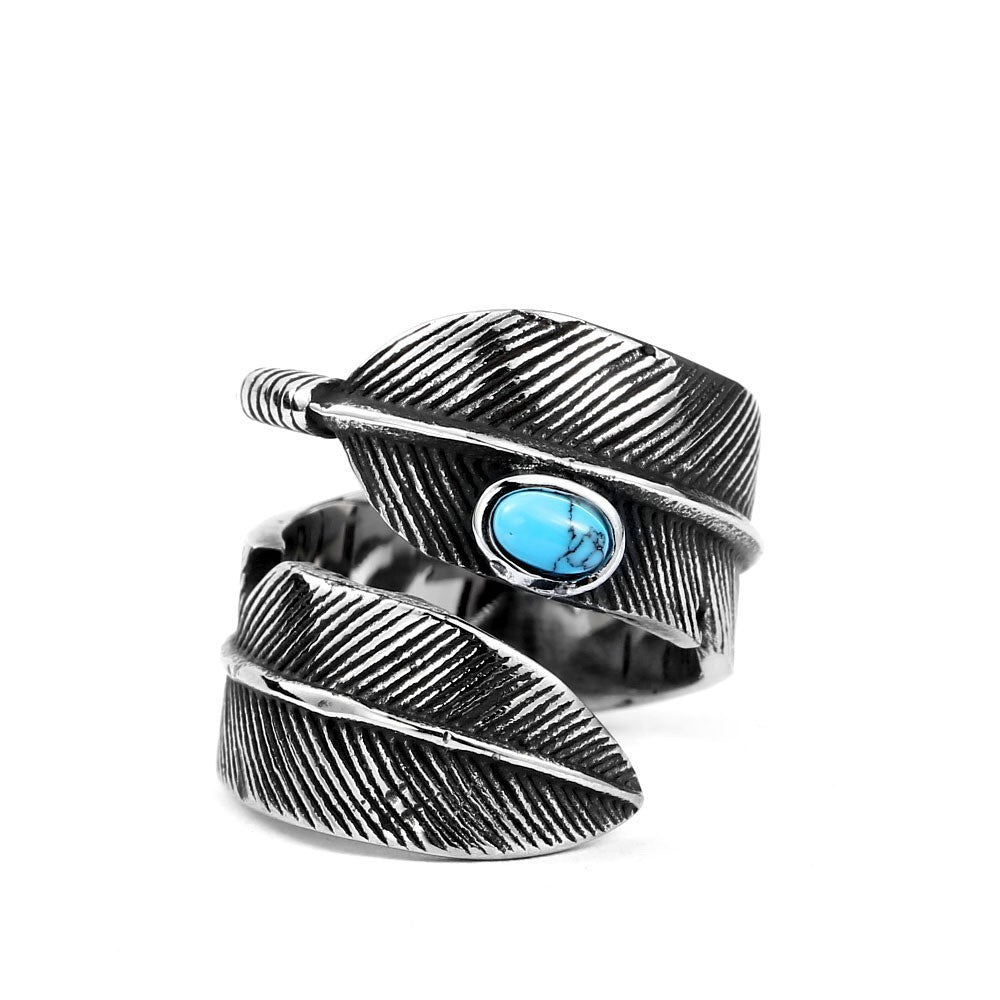 Fashion Titanium Steel Turquoise High Bridge Ring