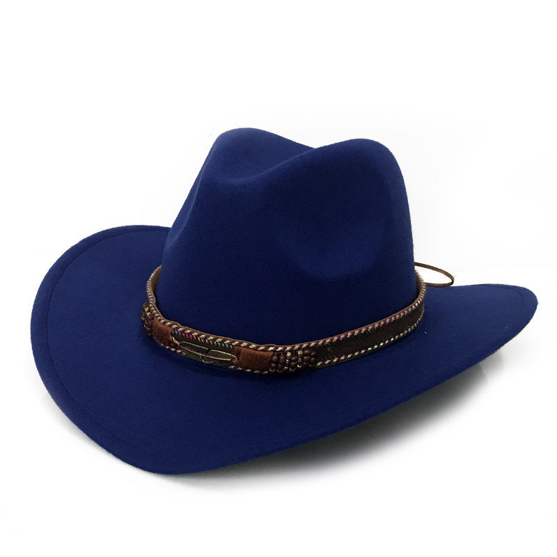 Fashion Metal Leaf Belt Cowboy Hat