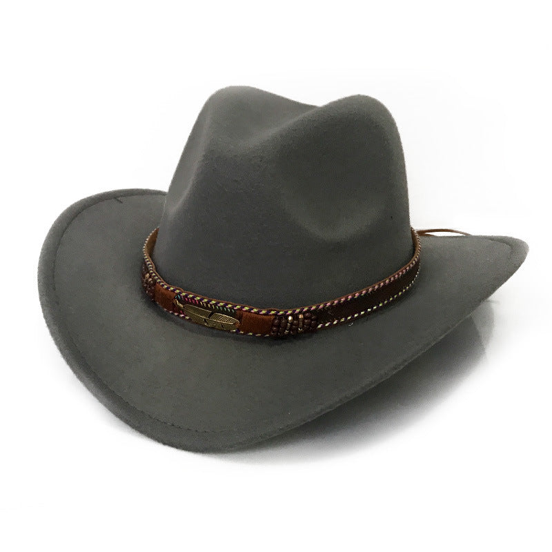 Fashion Metal Leaf Belt Cowboy Hat