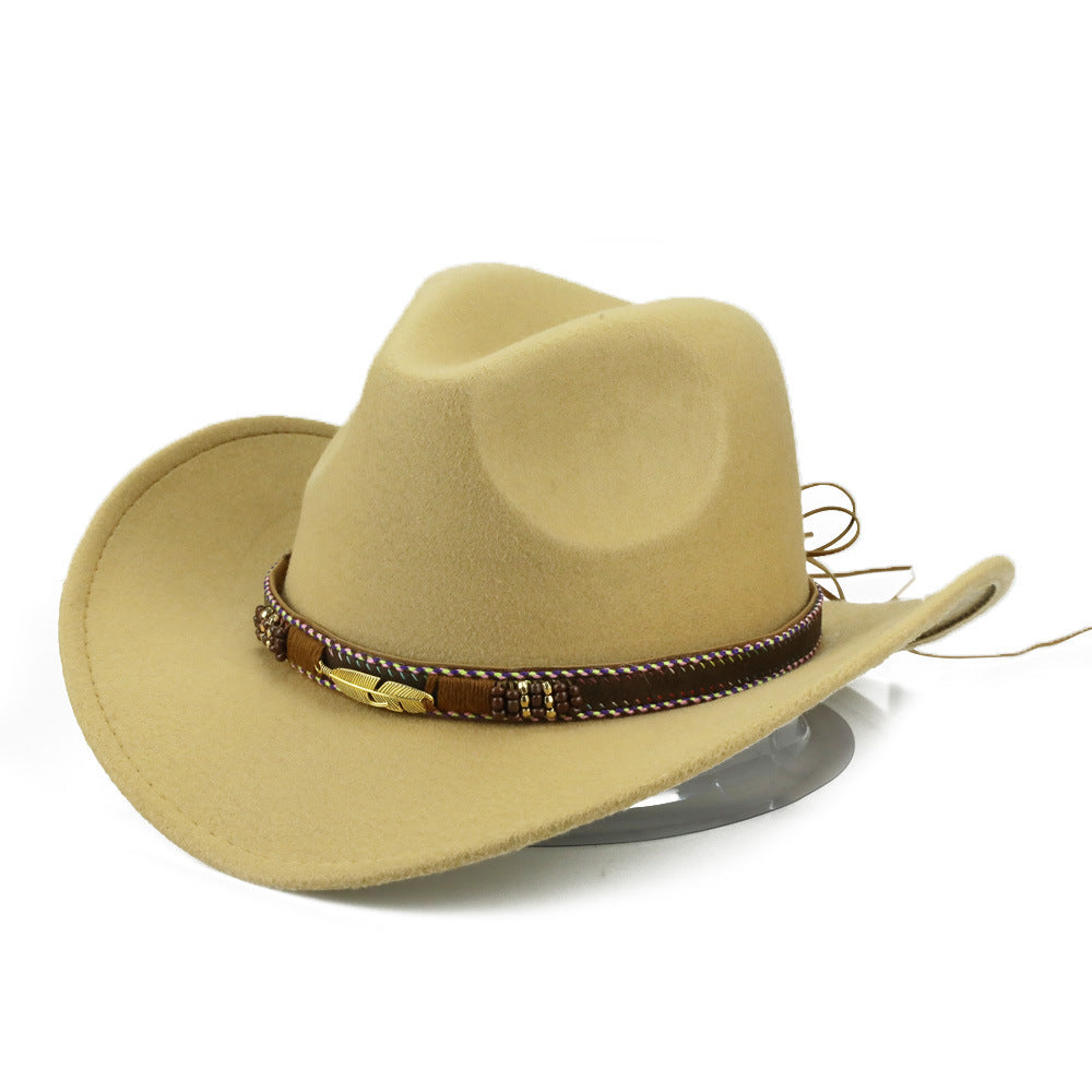 Fashion Metal Leaf Belt Cowboy Hat