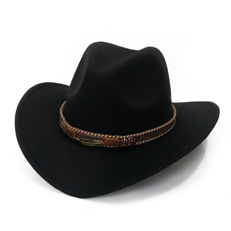 Fashion Metal Leaf Belt Cowboy Hat