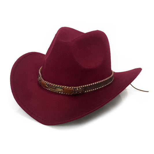 Fashion Metal Leaf Belt Cowboy Hat